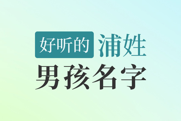姓浦好听的名字男孩